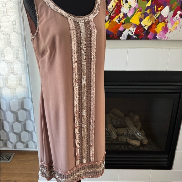 Adrianna Papell Sequin Embellished Dress in Blush - Picture 2 of 8